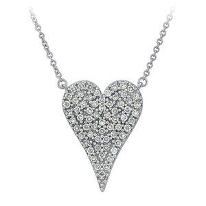 0.50 Carat Natural Diamond Heart Necklace Pendant 14K White Gold G SI